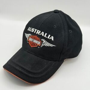 Harley-Davidson Australia Winged Bar & Shield Snapback Hat Black Orange Mens Cap